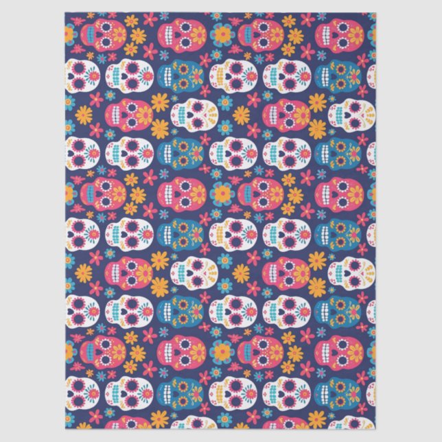Día de los Muertos Sugar Skull Tissue Paper Seidenpapier (Vorderseite)