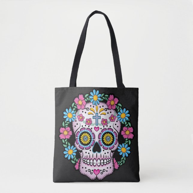 Dia de los Muertos Sugar Skull Tote Bag (Vorderseite)