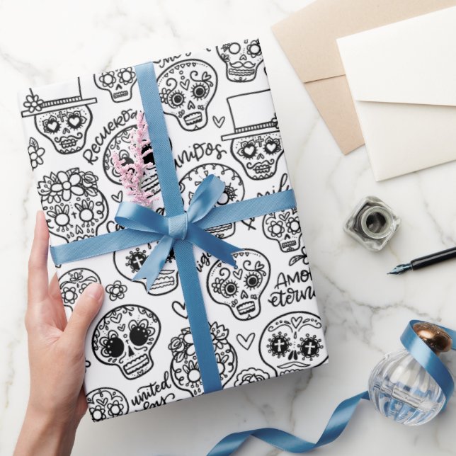 Dia de Los Muertos Sugar Skulls - Färben Geschenkpapier (Schenken)
