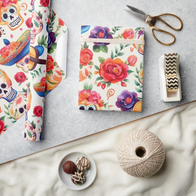 Dia de los Muertos symbols pattern Geschenkpapier (Kunsthandwerk)