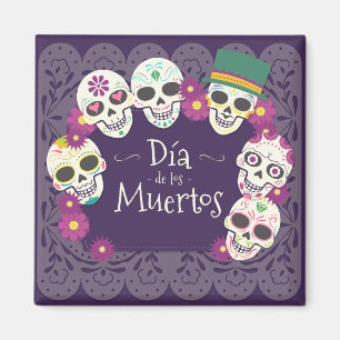 Dia de los Muertos Tag der Masken des Toten Schäde Magnet