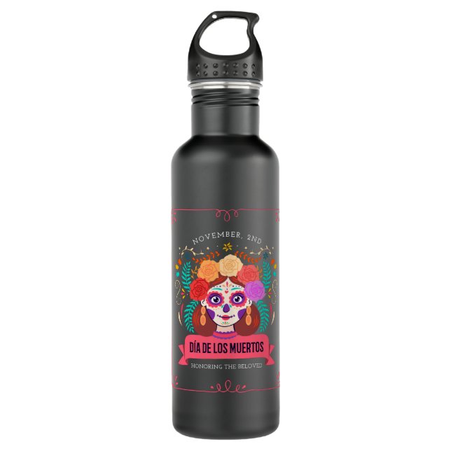 Dia de los muertos Tag der Toten Edelstahlflasche (Vorderseite)