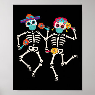 Dia De Los Muertos Tag Der Toten Totenkopf Tanzend Poster