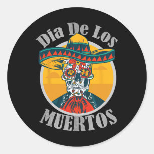 Dia de Los Muertos Tag des Toten Schädelkostüms H Runder Aufkleber