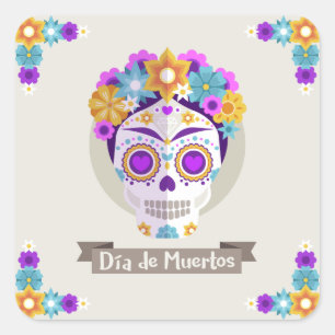 Dia de los Muertos Tag des Toten Urlaubs Quadratischer Aufkleber