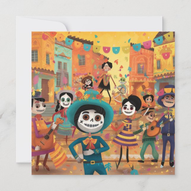Dia de los Muertos, Tanz des Papels Mâché Einladung (Vorderseite)