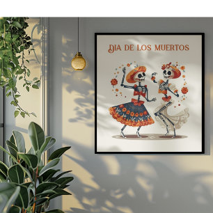 Dia de los Muertos tanzende Skelette anpassbar Poster
