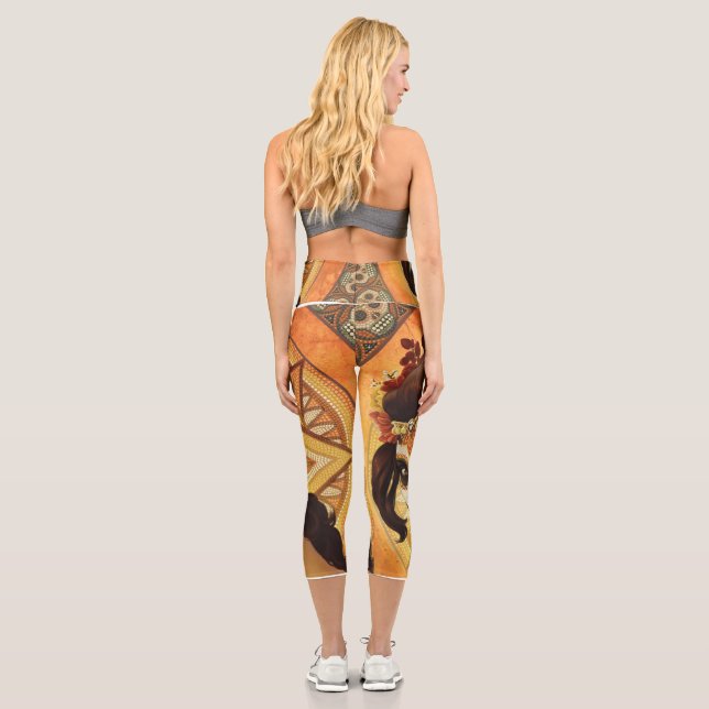 Dia De Los Muertos Throw Pillow Capri Leggings (Rückseite)