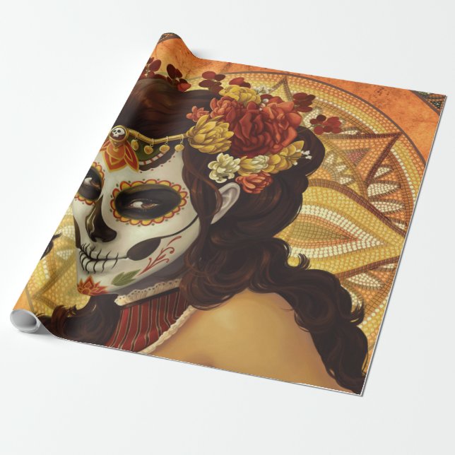 Dia De Los Muertos Throw Pillow Geschenkpapier (Ungerollt)
