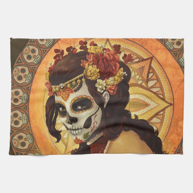 Dia De Los Muertos Throw Pillow Geschirrtuch (Horizontal)