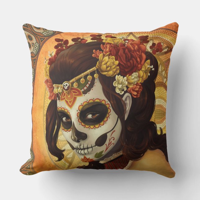 Dia De Los Muertos Throw Pillow Kissen (Vorderseite)