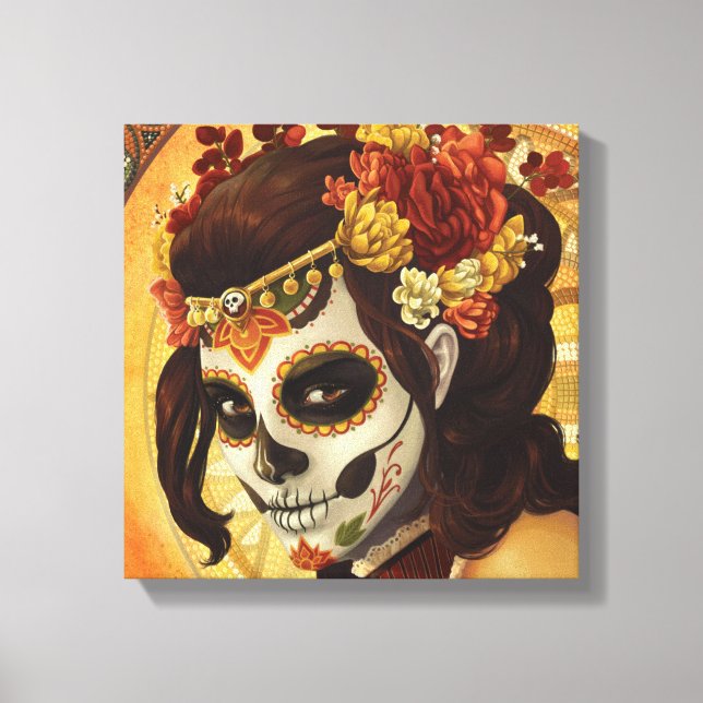 Dia De Los Muertos Throw Pillow Leinwanddruck (Vorderseite)