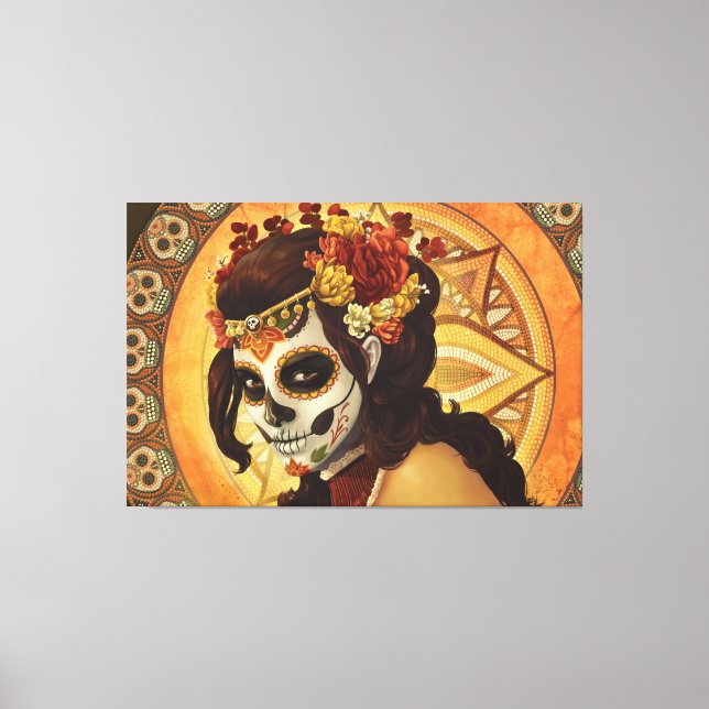 Dia De Los Muertos Throw Pillow Leinwanddruck (Vorderseite)