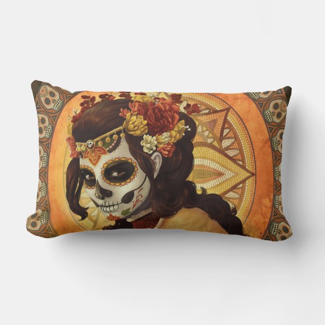 Dia De Los Muertos Throw Pillow Lendenkissen (Vorderseite)