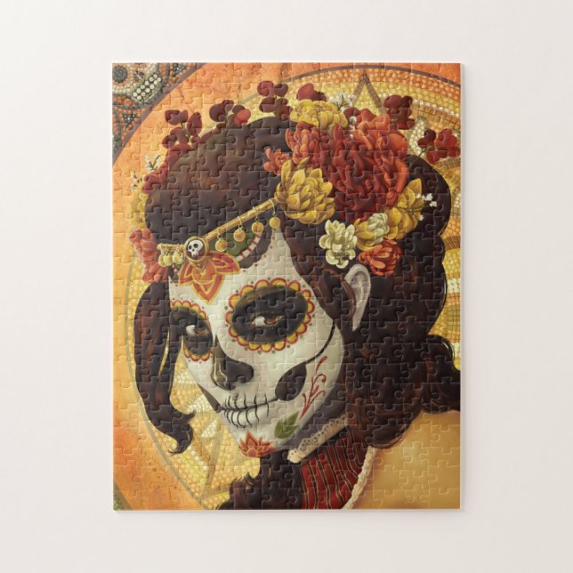 Dia De Los Muertos Throw Pillow Puzzle (Vertikal)