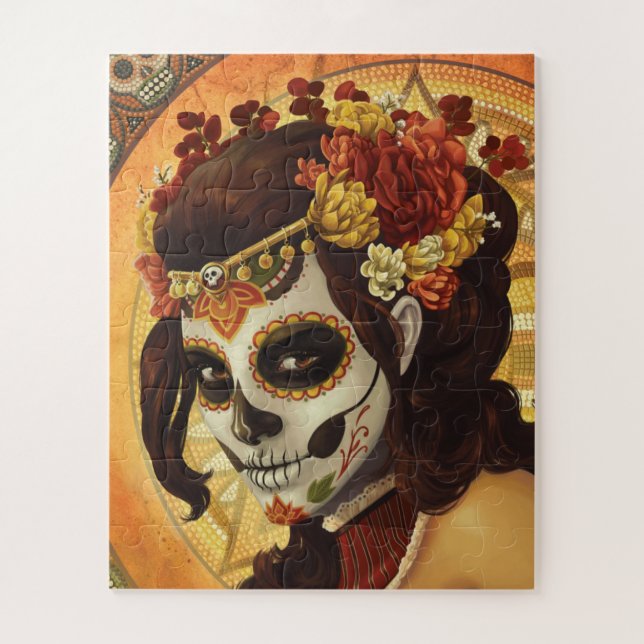 Dia De Los Muertos Throw Pillow Puzzle (Vertikal)