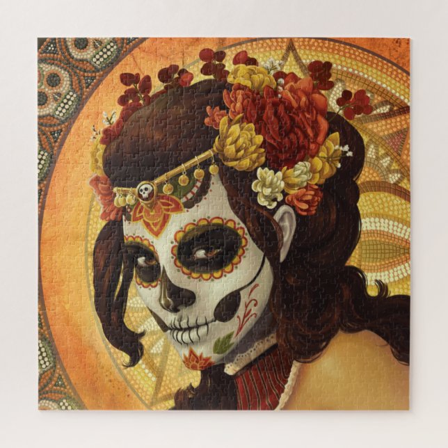 Dia De Los Muertos Throw Pillow Puzzle (Vertikal)