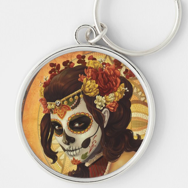 Dia De Los Muertos Throw Pillow Schlüsselanhänger (Vorne)
