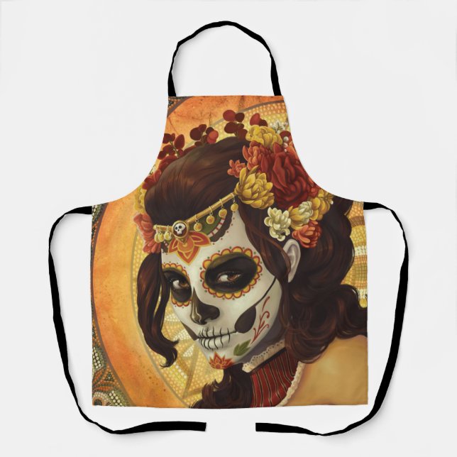 Dia De Los Muertos Throw Pillow Schürze (Vorderseite)