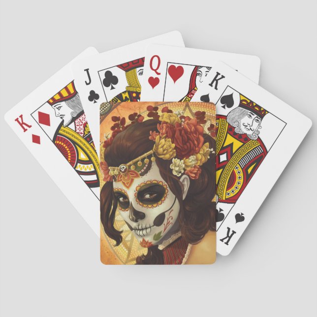 Dia De Los Muertos Throw Pillow Spielkarten (Rückseite)