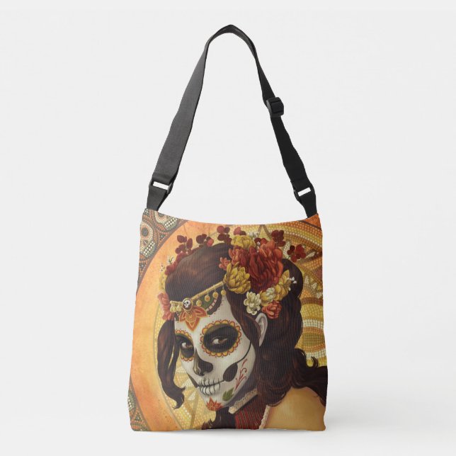 Dia De Los Muertos Throw Pillow Tragetaschen Mit Langen Trägern (Vorderseite)