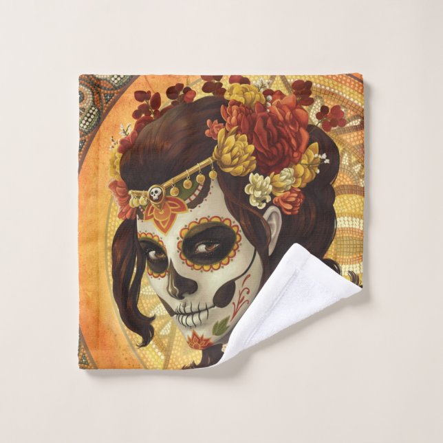 Dia De Los Muertos Throw Pillow Waschlappen (Waschlappen)
