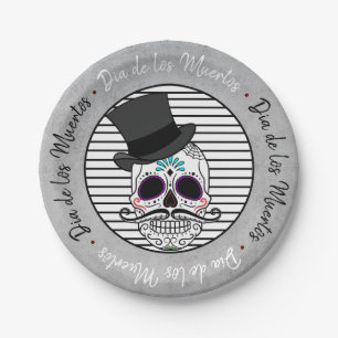 Dia de los Muertos  Top Hat Skull & Strip Pappteller