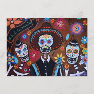 Dia de los Muertos Tres Amigos Mariachi Karte