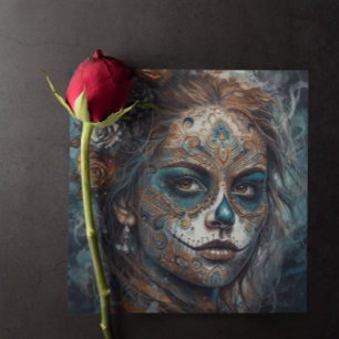 Dia de los Muertos Türkis Gesichtsbemalung Karte