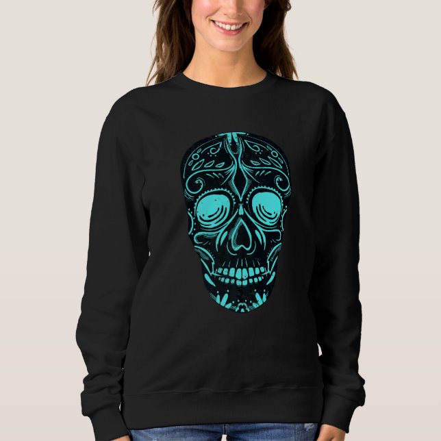 Dia De Los Muertos Turquoise Mask Skull Premium Sweatshirt (Vorderseite)