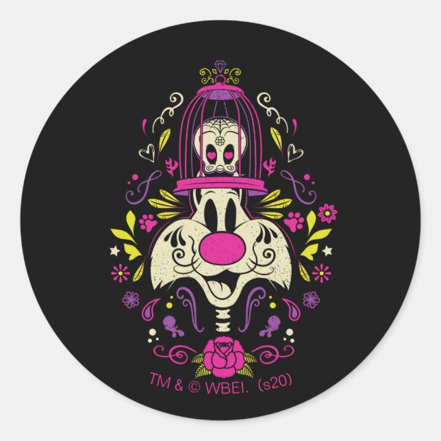 Día De Los Muertos TWEETY™ & SYLVESTER™ Runder Aufkleber (Vorderseite)