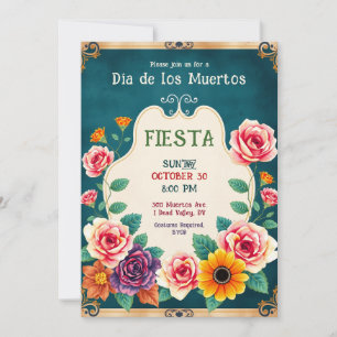 💀🎉Dia de los Muertos Vergoldet und Fort: Einladung