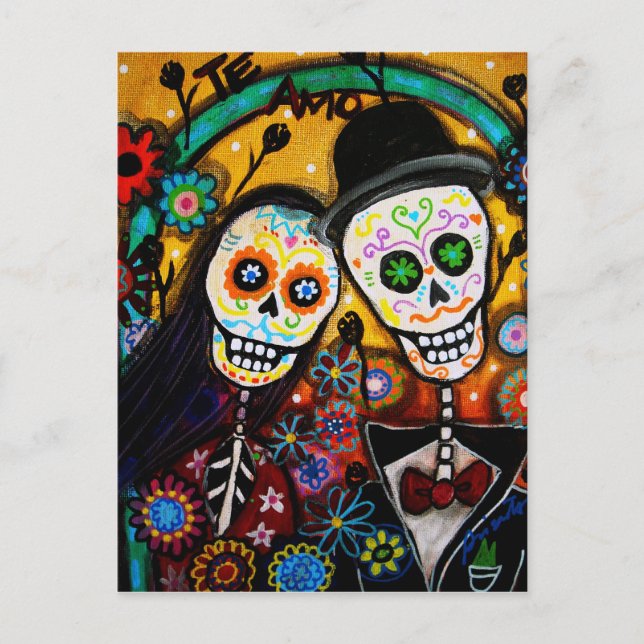 Dia de los Muertos Wedding Postkarte (Vorderseite)