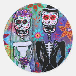 DIA DE LOS MUERTOS WEDDING RUNDER AUFKLEBER