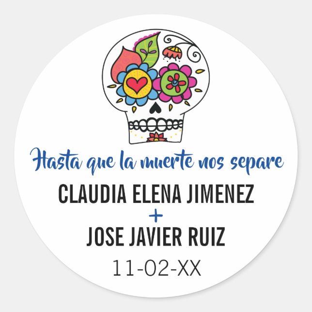 Dia de Los Muertos Wedding Stickers (Vorderseite)