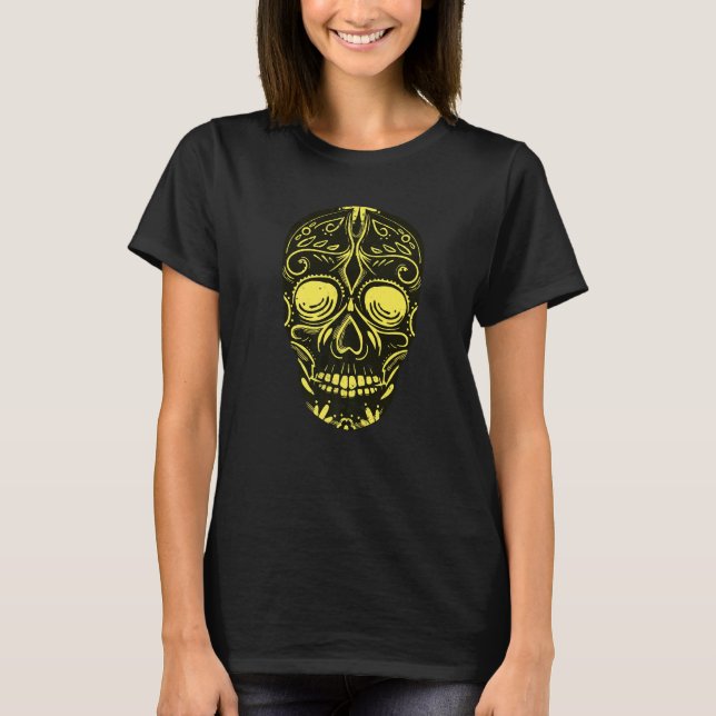 Dia De Los Muertos Yellow Skull Mask Premium T-Shirt (Vorderseite)