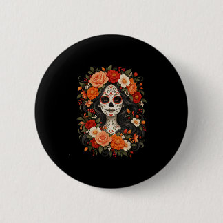 Dia de los muertos Zucker-Schädel-Catrina-Totentag Button