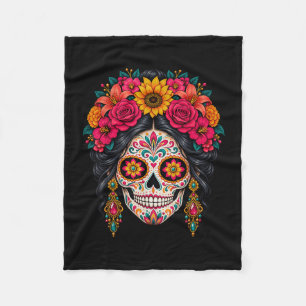 Dia de los muertos Zucker-Schädel Catrina Totentag Fleecedecke