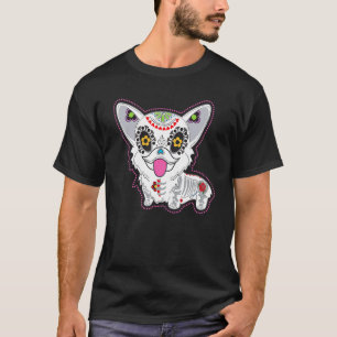 Dia De Los Muertos Zucker-Schädel-Corgi T-Shirt