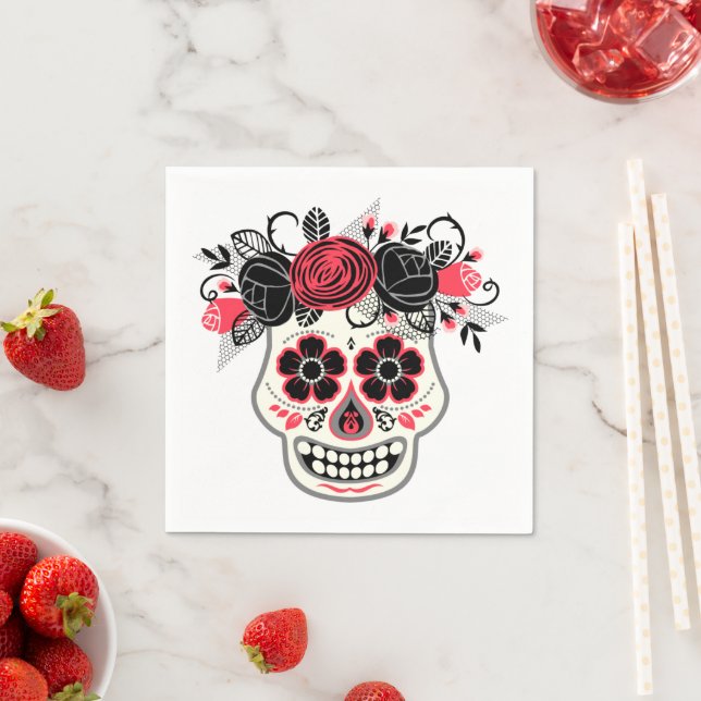Dia de lost Muertos Sugar Skull mit Rose Serviette (Beispiel)
