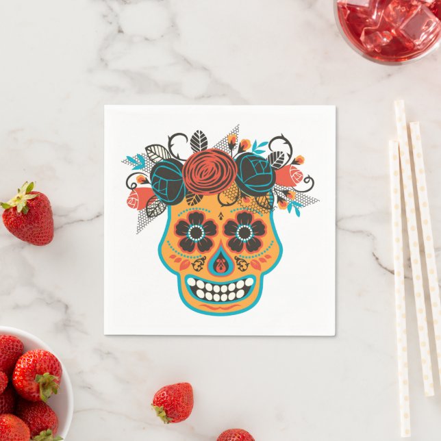 Dia de lost Muertos Sugar Skull mit Rose Serviette (Beispiel)