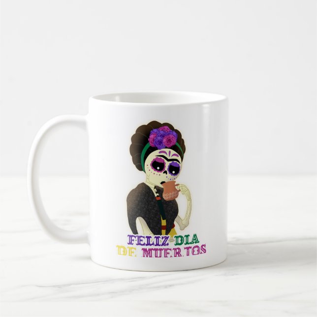 Día de muerto frida kahlo mug kaffeetasse (Links)