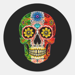 Dia De Muertos Cinco De Mayo Sugar Skull Mexican F Runder Aufkleber