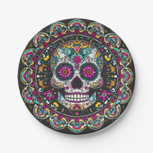 Día de Muertos Day of the Dead Mandala Halloween Pappteller
