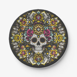 Día de Muertos Day of the Dead Mandala Halloween Pappteller