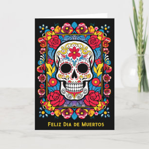 Dia de Muertos gefaltete Schädelkarte Feiertagskarte