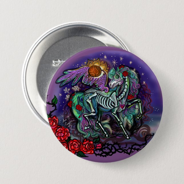 Día de Muertos Horse Button (Vorne & Hinten)