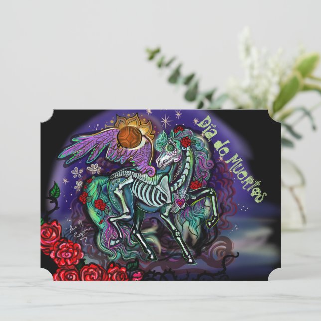Día de Muertos Horse Einladung (Stehend Vorderseite)