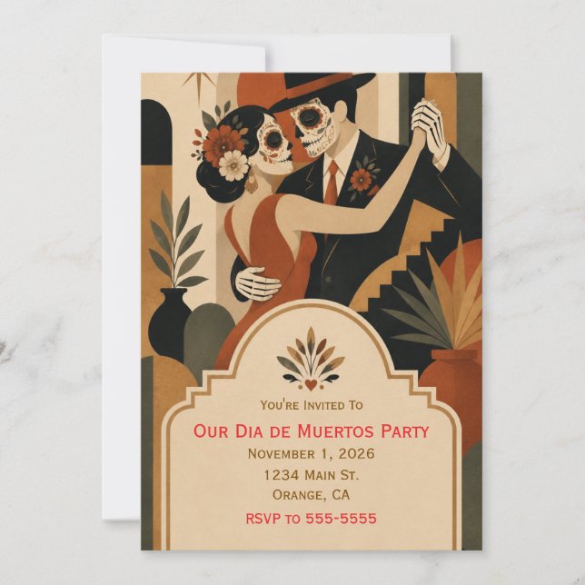 Día de Muertos Party Einladung (Vorderseite)