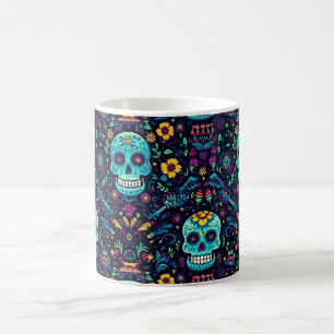 Día de Muertos Reverie: Türkis Sugar Skull Spec Kaffeetasse